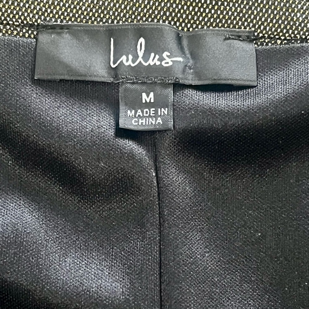 Lulus Metallic Pleated Mini Skirt Black Gold Shimmer skirt  Size Medium - Picture 6 of 8